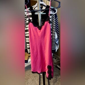 Victoria's Secret Pink Chemise with Black Lace